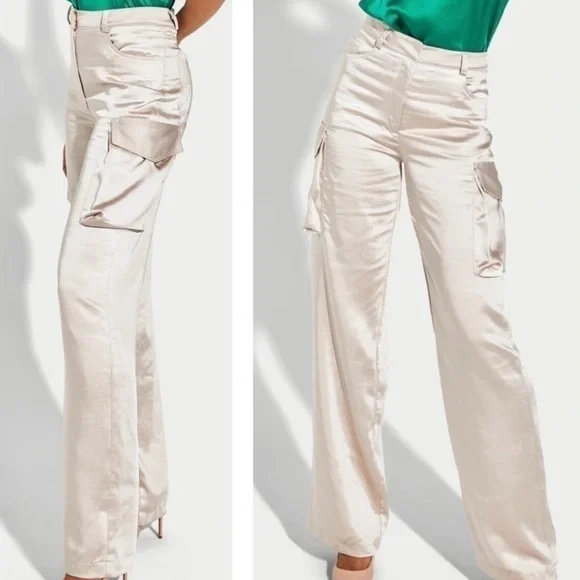 Generation Love Nate Satin Cargo Pants - Champagne - Picture 6 of 12